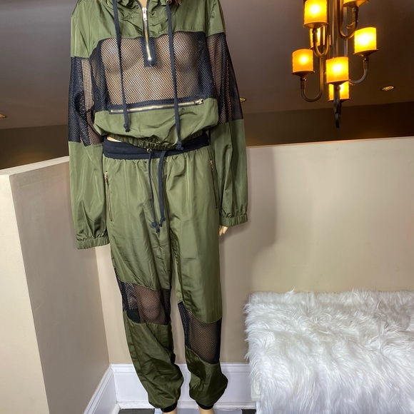 Camouflage Khaki Green Mesh Jogger Set - Picture 7 of 16